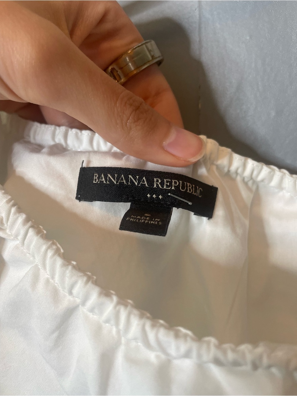 Banana Republic White Ruffle One-Shoulder Top  small - Picture 4 of 11